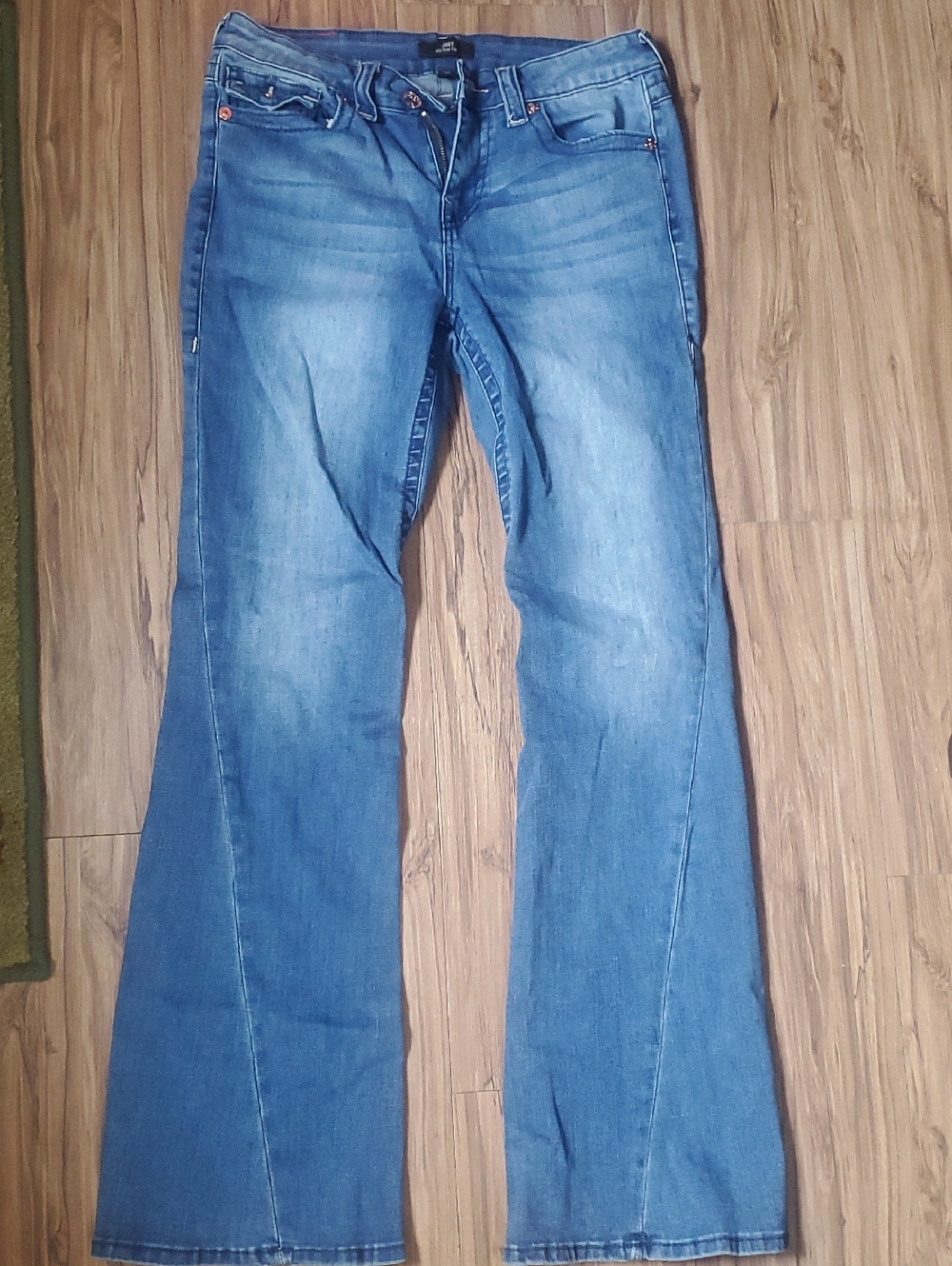 True Religion Blue Flare Jeans - Mid Wash